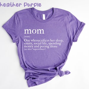 Camiseta de definición de mamá, camiseta divertida de mamá, camiseta linda de mamá, camiseta de mamá para mamá, camiseta linda simple de mamá, camiseta de sustantivo de mamá, regalo del día de la madre