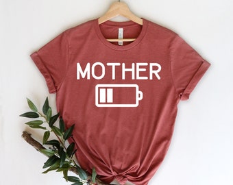 Low Battery Mom Shirt, Funny Mom Shirt, Exhausted Mother T-Shirt, New Mom T-Shirt, Motherhood Shirt, Mom Life Shirt, Gift For Mother