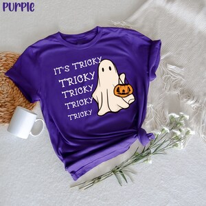 It's Tricky Shirt, It's Tricky Tee, Trick or Treat shirt, Halloween shirt, Halloween Funny Shirt, Ghost Trick or Treat , Cute Halloween Top image 4