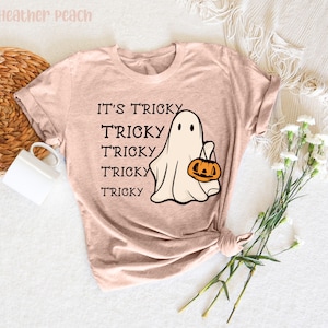 It's Tricky Shirt, It's Tricky Tee, Trick or Treat shirt, Halloween shirt, Halloween Funny Shirt, Ghost Trick or Treat , Cute Halloween Top image 3