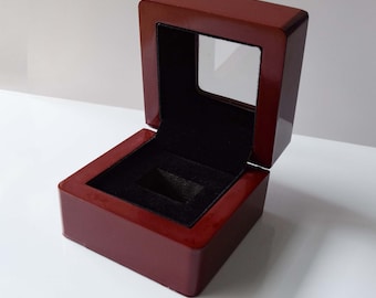 Clear Top Wooden Championship Ring Display Box (1 Ring Slot)