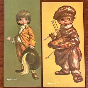 1960&#39;s Retro Pair of Barry Leighton Jones Big Eye prints mounted on board