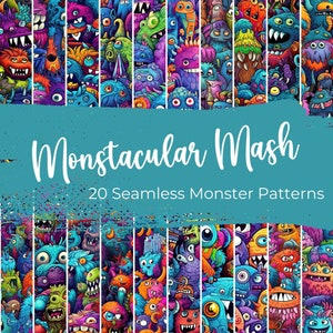 Monster Musterdesign, Digitales Papier (JPG PNG SVG) | Druckbare Kunst für Scrapbooking & kommerzielle Nutzung