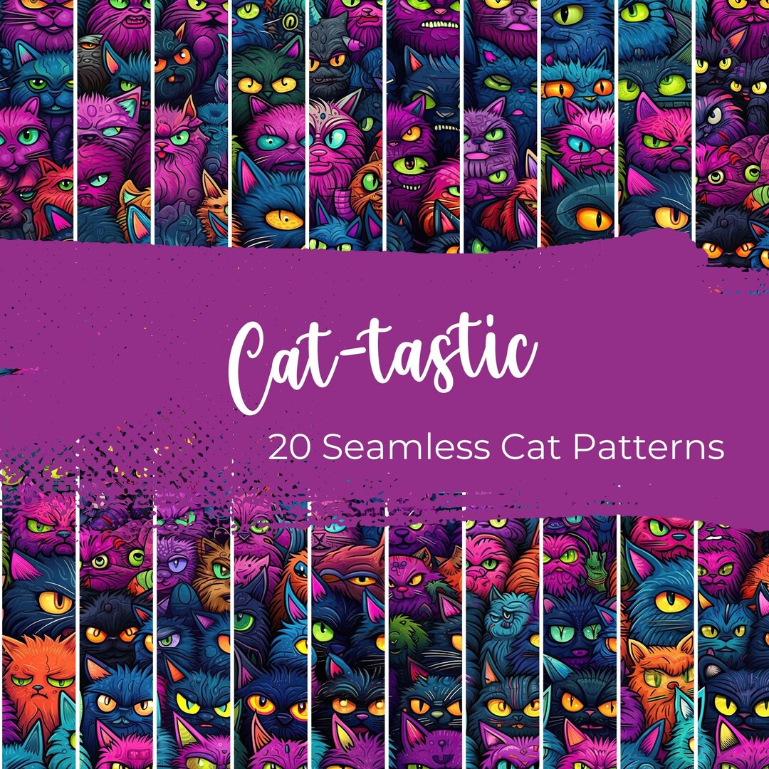 Printable Art Cattastic Seamless Patterns Instant Etsy