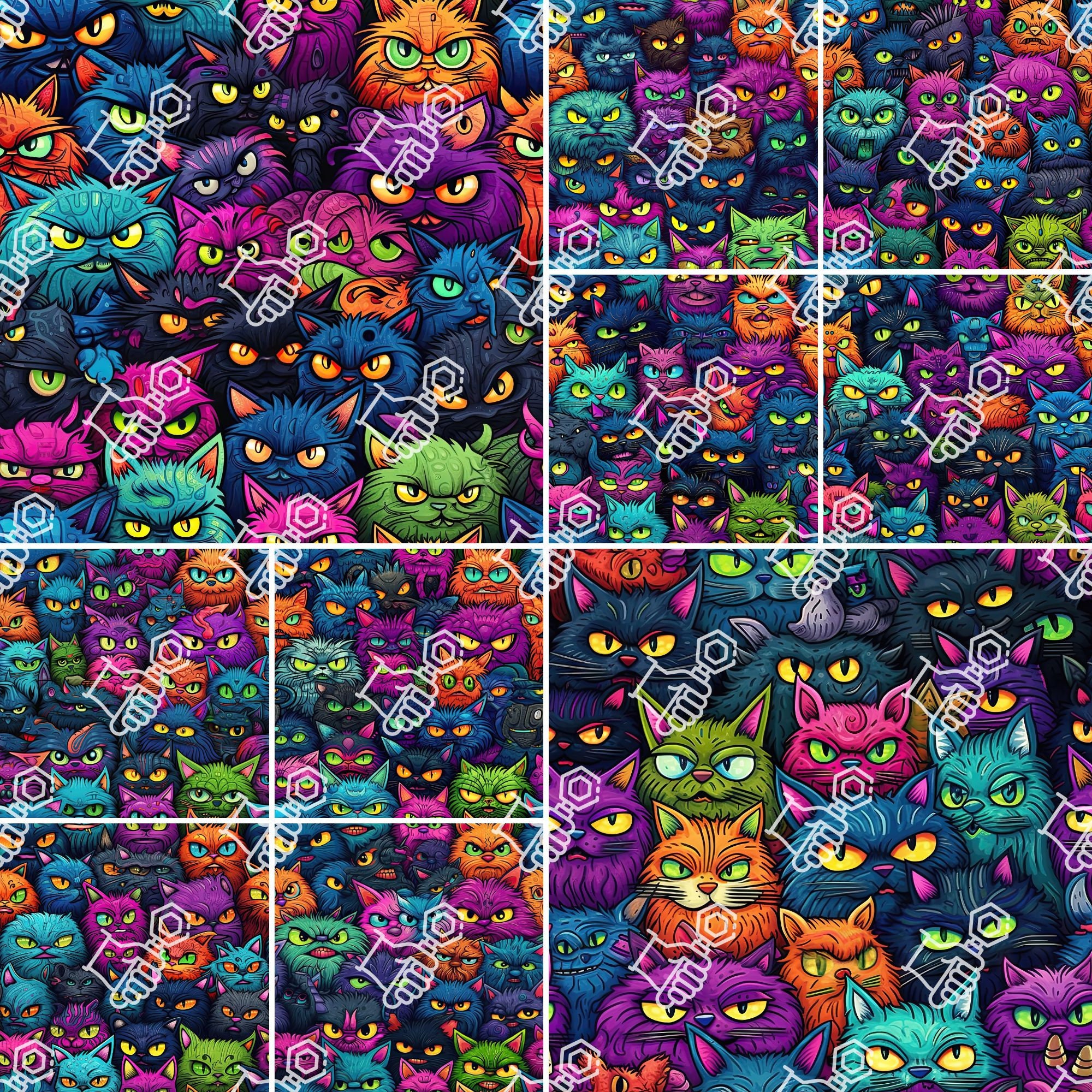 Printable Art Cattastic Seamless Patterns Instant Etsy