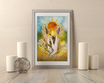 Impresión de la carta del Tarot de los Enamorados. Papel Fine Art de 250 g.