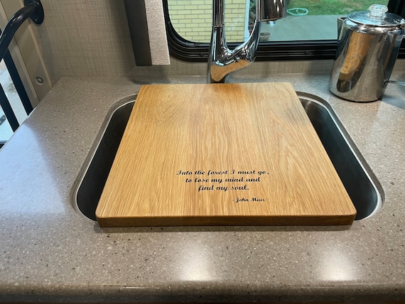 Custom RV Camper Over the Sink Cover Cutting Board. 