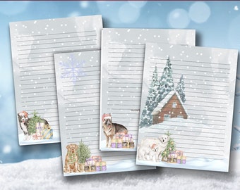 Winter Stationery Printable Christmas Stationary Paper Christmas Digital Paper Holiday Stationery Winter Stationery Set for Letter Writing