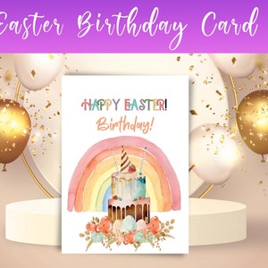 Carte d'anniversaire de Pâques Carte de joyeux anniversaire à Pâques Carte de voeux pour Pâques Carte d'anniversaire de vacances Joyeux anniversaire de Pâques