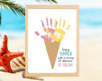 Sommer Handabdruck Handwerk Sommer Handabdruck Kunst Sommer Handabdruck für Kleinkind Sommer Kunst für Kinder Andenken Sommer Handwerk Lager Aktivitäten Kinder