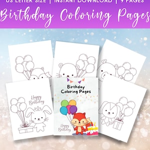 Happy Birthday Coloring Sheet for Kids Birthday Coloring Pages Birthday Party Activity Birthday Party Coloring Placemats Kids Party Favor