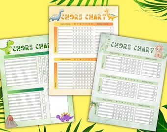 Dinosaur  Chore Chart for Kids Checklist Routine Chart Kids Daily Chores Weekly Chore Chart Daily Routine Responsibility Chart Task