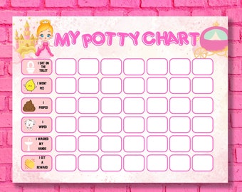 Printable Kids Potty Chart for Girls Potty Chart Princess Toddler Potty Training Toilet Chart Reward Label Chart Potty Reward Chart Download