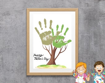 Manualidad con huellas de manos para el día del padre Arte con huellas de manos para el día del padre Actividades artesanales para el día del padre Recuerdo con huellas de manos para papá Regalo para papá