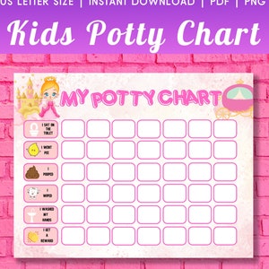 Druckbare Kindertöpfchen Tabelle für Mädchen Kindertöpfchen Tabelle Prinzessin Kleinkind Toilette Kindertöpfchen Belohnungstabelle Kindertöpfchen Download