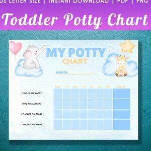 Potty Training Chart Boy, Potty Training Chart Printable, Reward Chart for Toddler, Toddler Potty Chart, Toilet Training Chart