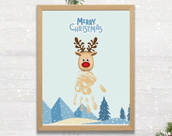 Christmas Handprint Craft Printable Christmas Reindeer Handprint Art DIY for Kids Baby Toddler Christmas Activity Christmas Keepsake