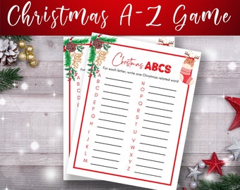 Christmas Alphabet Game, Printable Christmas Activity, Christmas Games for Family, Holiday Party Games, Christmas Games, Holiday Games