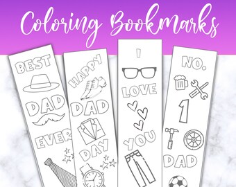 Marcador de Dia dos Pais, Marcadores de Livros para Imprimir para Crianças, Presente para Imprimir, Marcador de Livros para Colorir para Imprimir, Atividades para o Dia dos Pais, Presente para o Pai