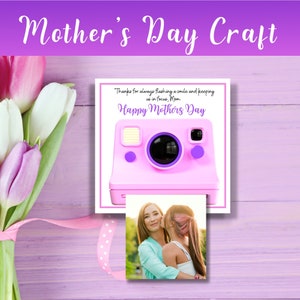 Instant Camera Mothers Day Vintage Camera Printable for Photo Mothers Day Camera Teen Gift Card Polaroid Mothers day Card Flash Smile Pun