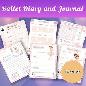 Ballett Journal Tanz Journal Ballerina Tänzerin druckbare Geschenke für Ballerina Kinder Wandkunst Ballett Notizbuch Planer Tanz Recital Mädchen Geschenk