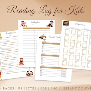 Reading Tracker Leeslogboek voor kinderen Dagboek lezen K-2e leerjaar Record Book Series Tracker Zomerleesuitdaging Afdrukbare grafiek Inspire