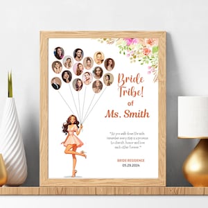 Vrijgezellenfeest fotocollage cadeau-ideeën bewerkbare canvassjabloon afdrukbaar geheugen aandenken cadeau voor bruid om aan te passen Cartoon vrijgezellenfeest