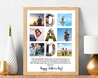 Fathers Day Photo Collage Personalized Daddy Photo Collage Gift for Daddy from Daughter Son Father's Day Printable Gift for DAD Gift Ideas