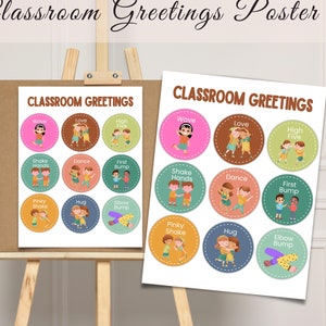 Classroom Greetings Poster Morning Greeting for Students Fun Morning Greeting Choice Printable Chart Bright Tropical Vibes Classroom Decor