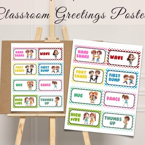 Classroom Greetings Poster Morning Greeting for Students Fun Morning Greeting Choice Printable Chart Bright Tropical Vibes Classroom Decor