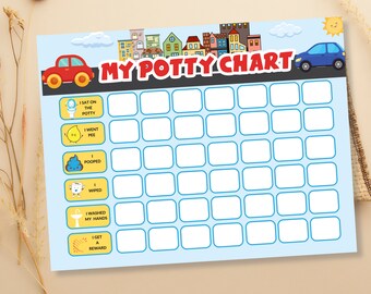 Cars Potty Chart for Boy Toilet Training Chart Kids Potty Chart Printable Reward Chart Kids Vehicle Reward Chart Toilet Training Download