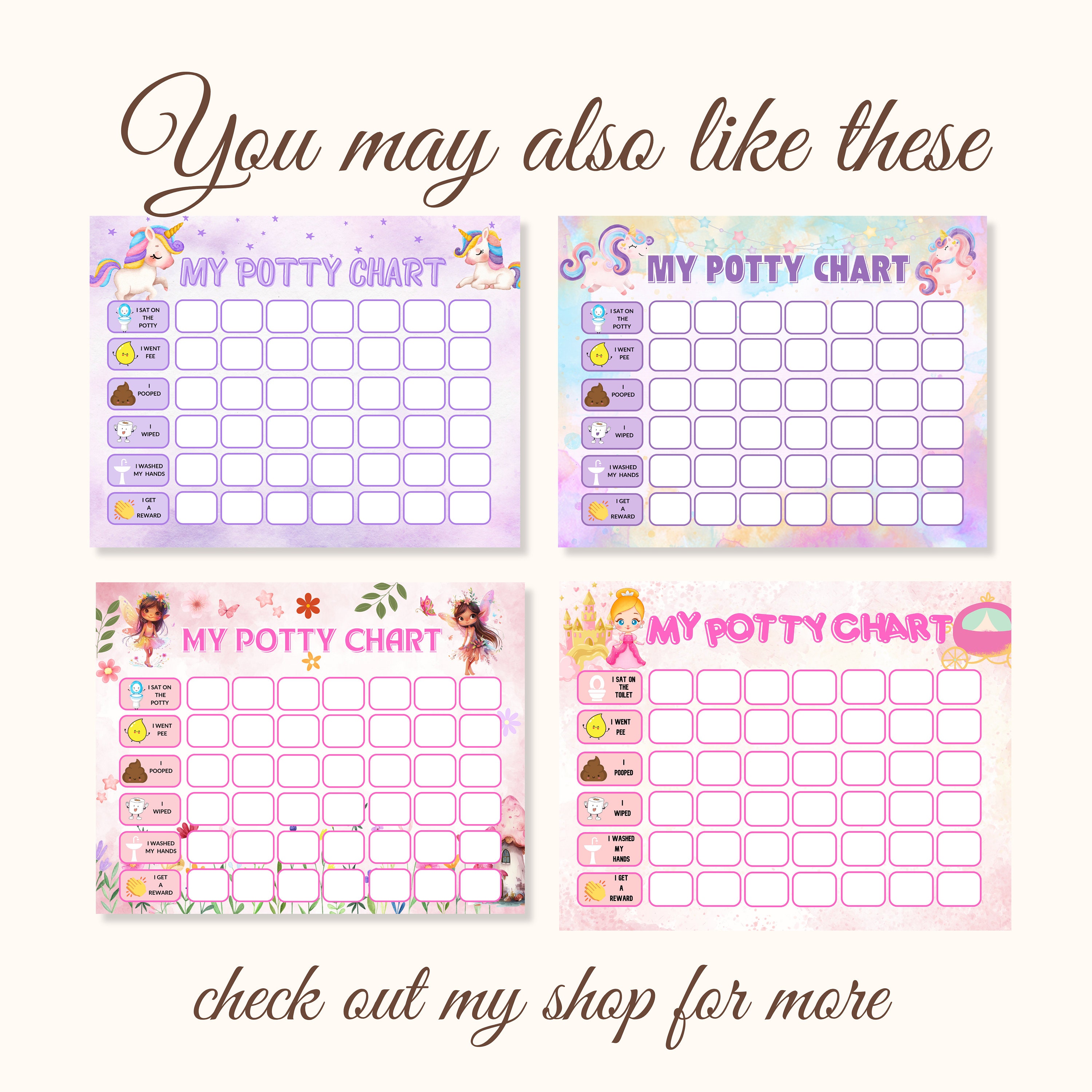 Fairy Potty Chart for Toddler Girl Toilet Training Chart Kids Potty ...