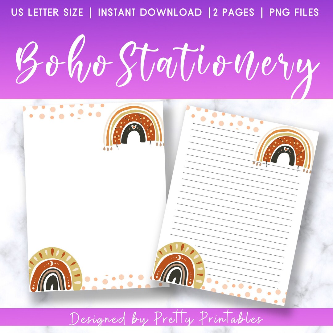 Printable Stationery Paper, Boho Paper, Boho Stationery, Letter Writing ...