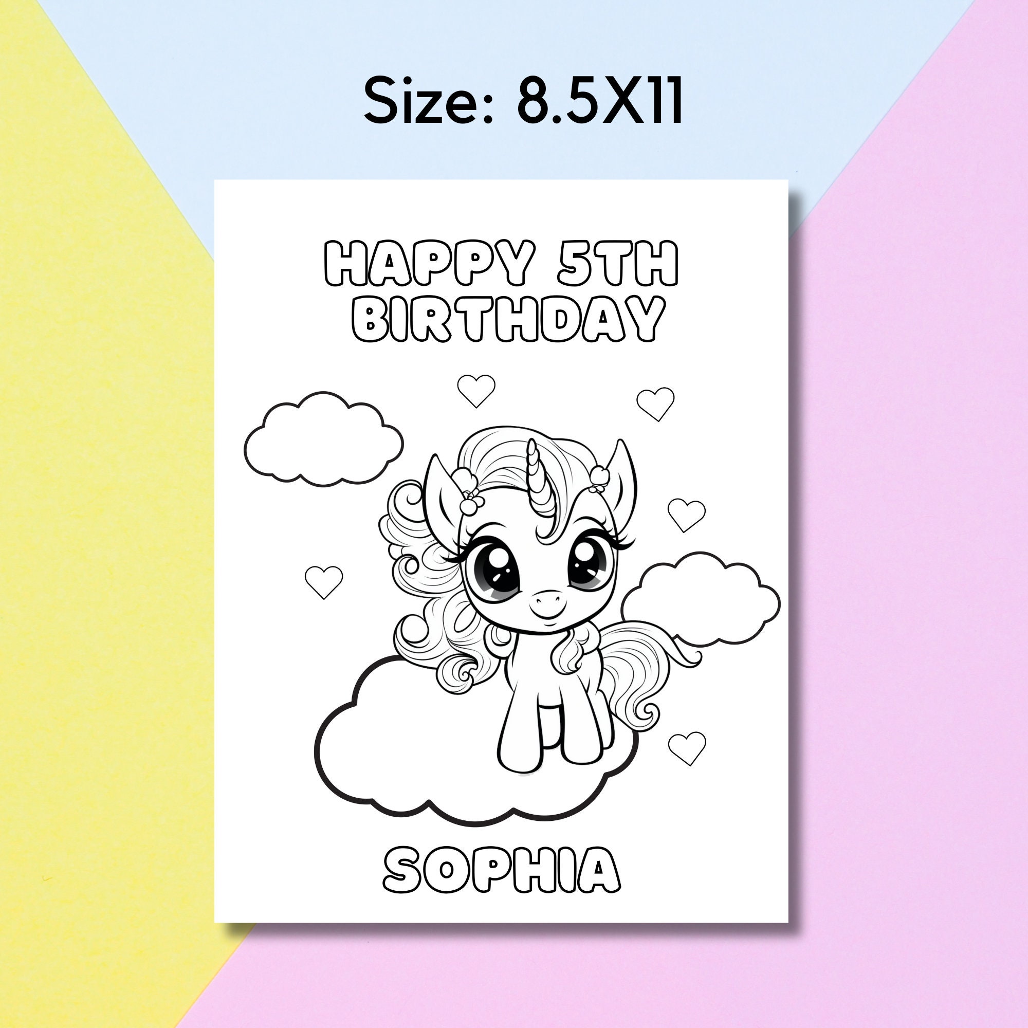 Editable Unicorn Birthday Coloring Pages Unicorn Personalized Birthday ...