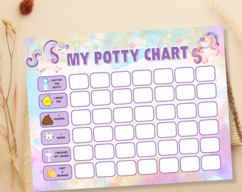 Tabla de entrenamiento para ir al baño con unicornio para niñas Tabla de entrenamiento para ir al baño para niños Tabla de recompensas imprimible para niños Tabla de recompensas Tabla de entrenamiento para ir al baño