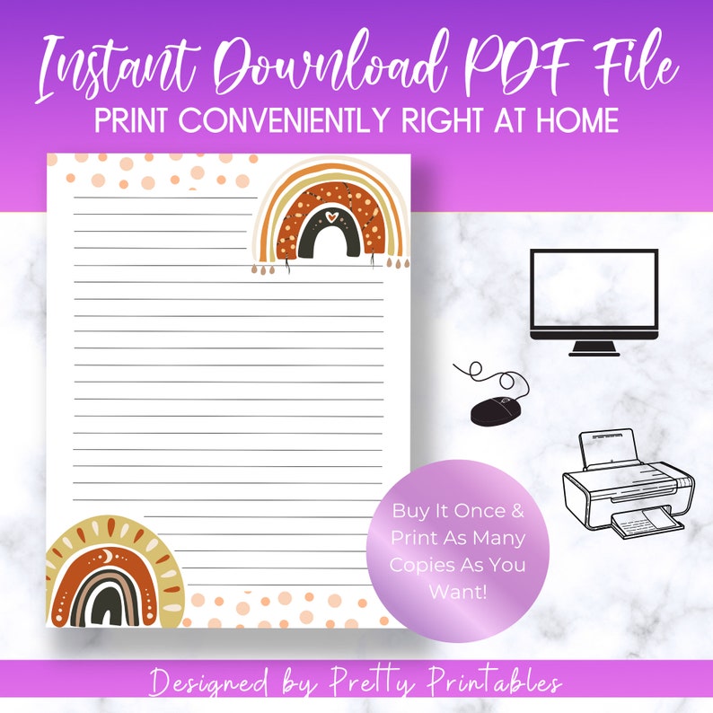 Printable Stationery Paper, Boho Paper, Boho Stationery, Letter Writing ...