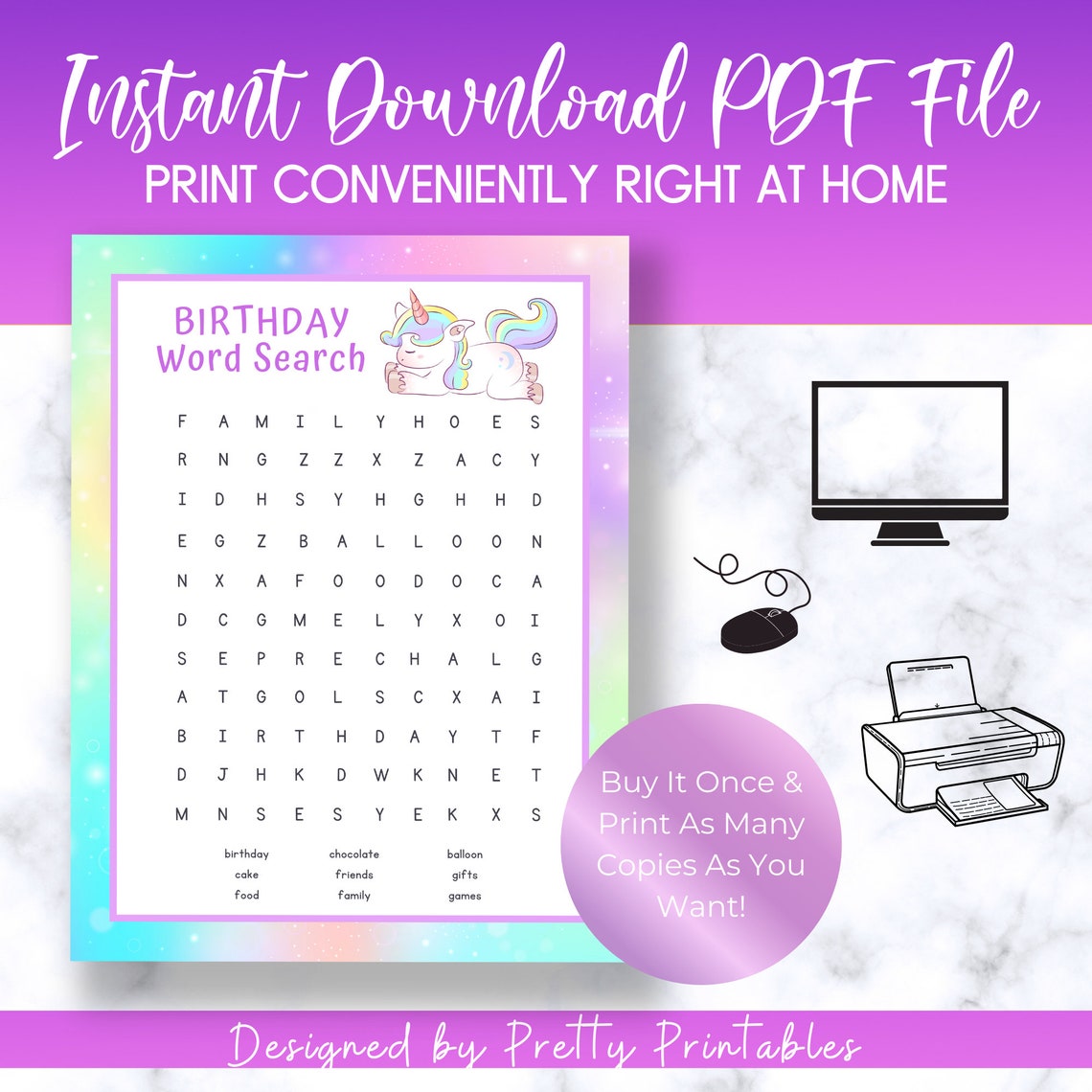 Printable Unicorn Party Games Unicorn Games Birthday Party - Etsy