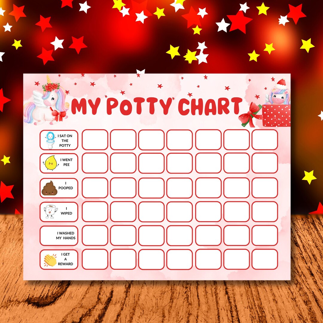 Holiday Unicorn Potty Chart for Girls Toilet Training Chart Kids Potty ...