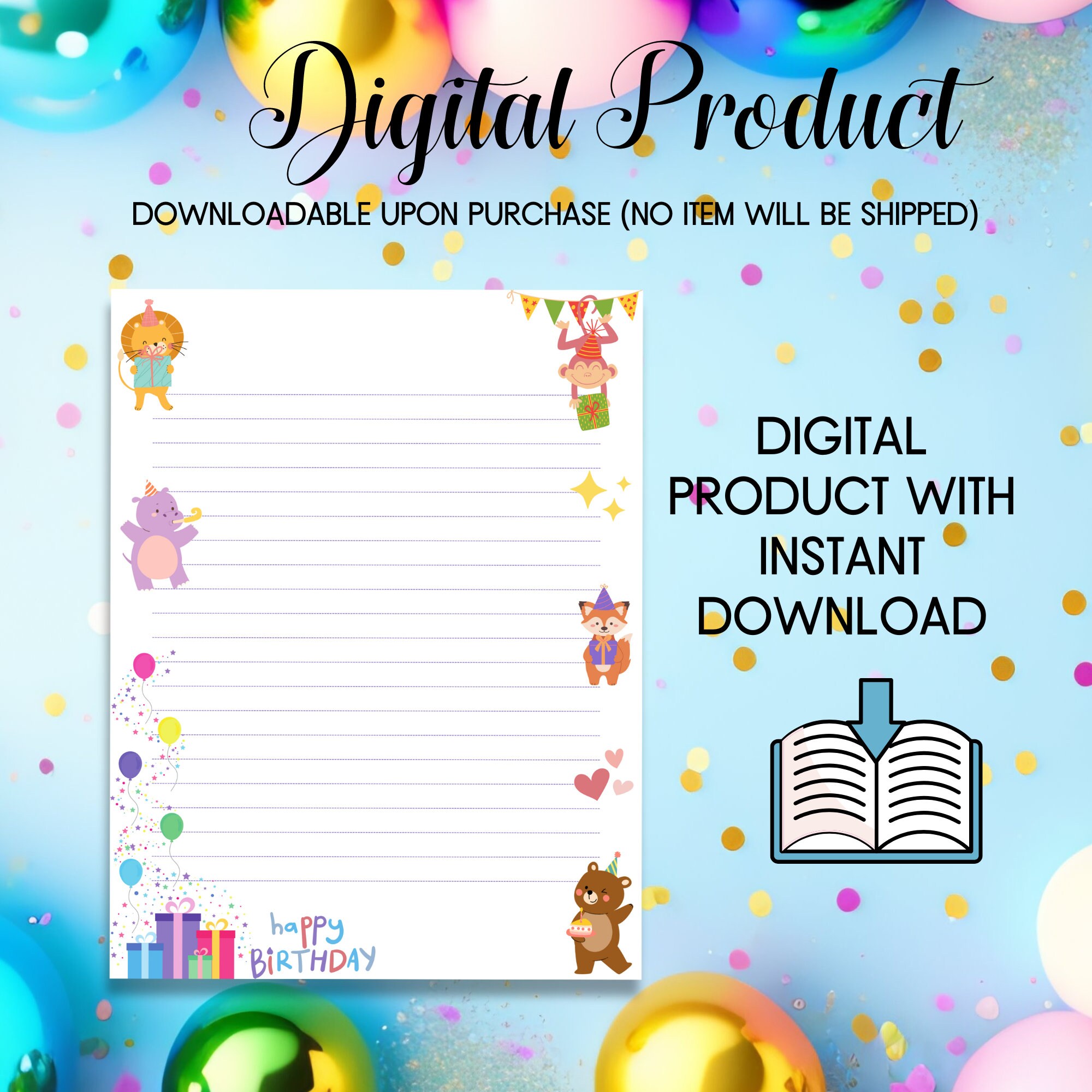 Happy Birthday Stationary Printable Birthday Stationery Birthday ...