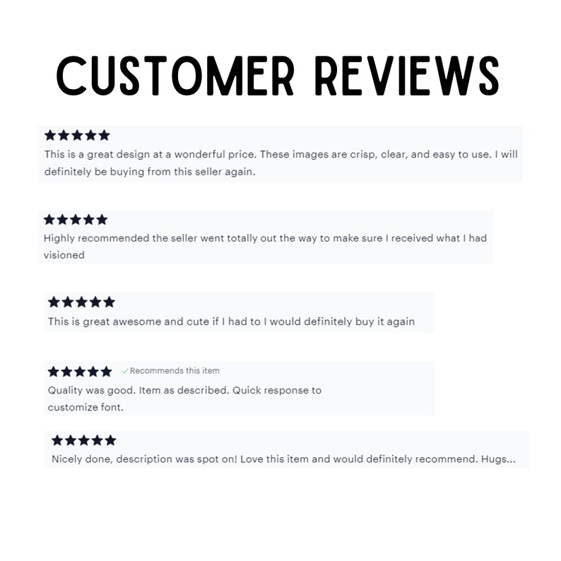 May include: Five customer reviews for a product. The reviews are all positive and mention the seller's great design, wonderful price, crisp and clear images, quick response time, and spot-on description.