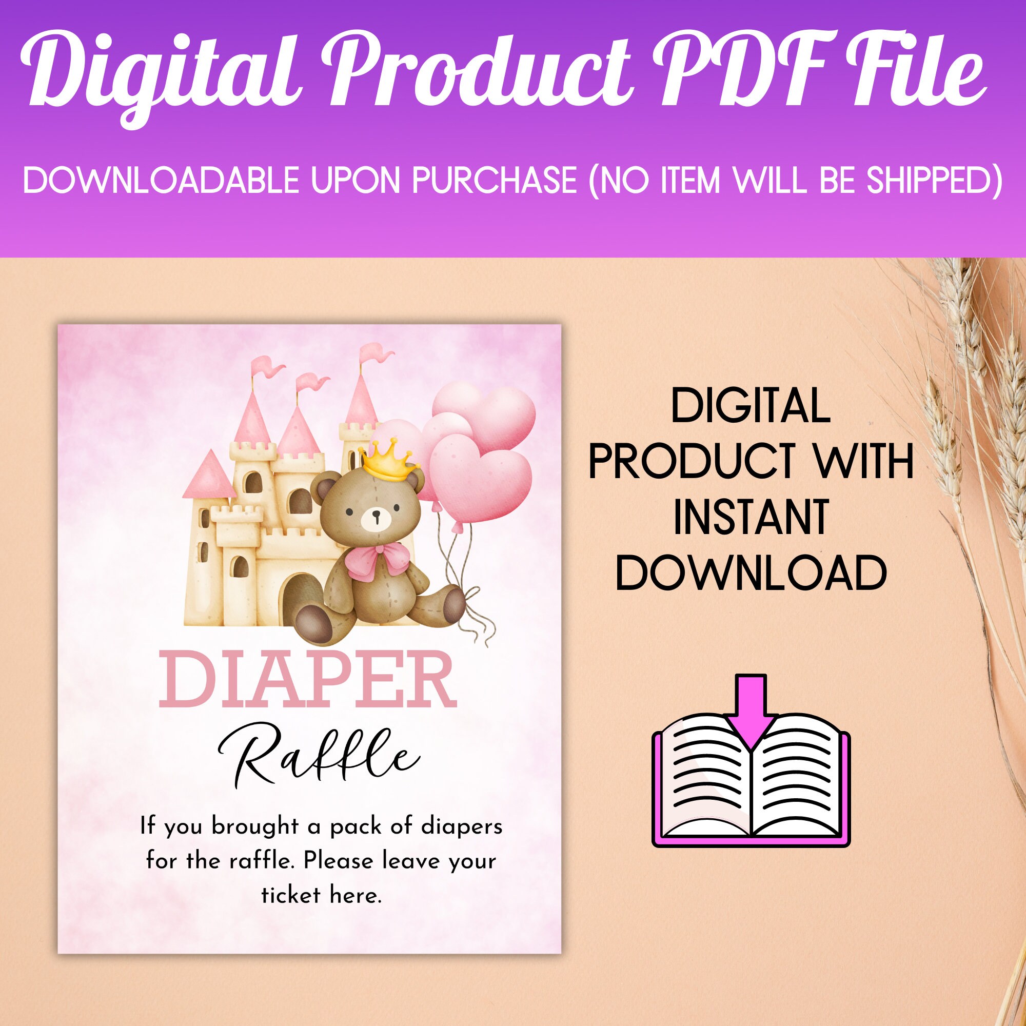 Editable Baby Shower Diaper Game Sign Baby Shower Diaper Gift Sign