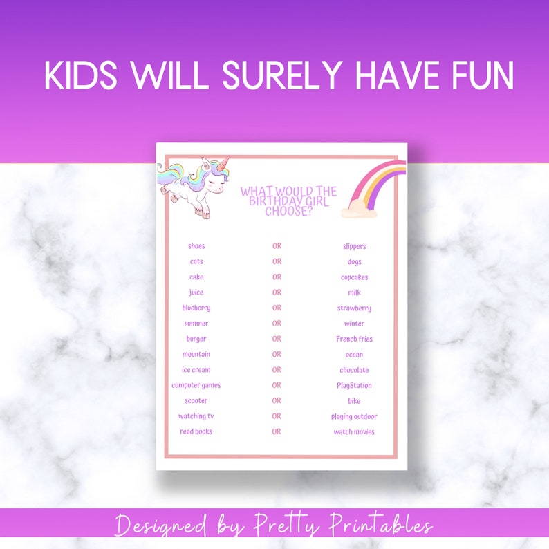 Printable Unicorn Party Games Unicorn Games Birthday Party - Etsy