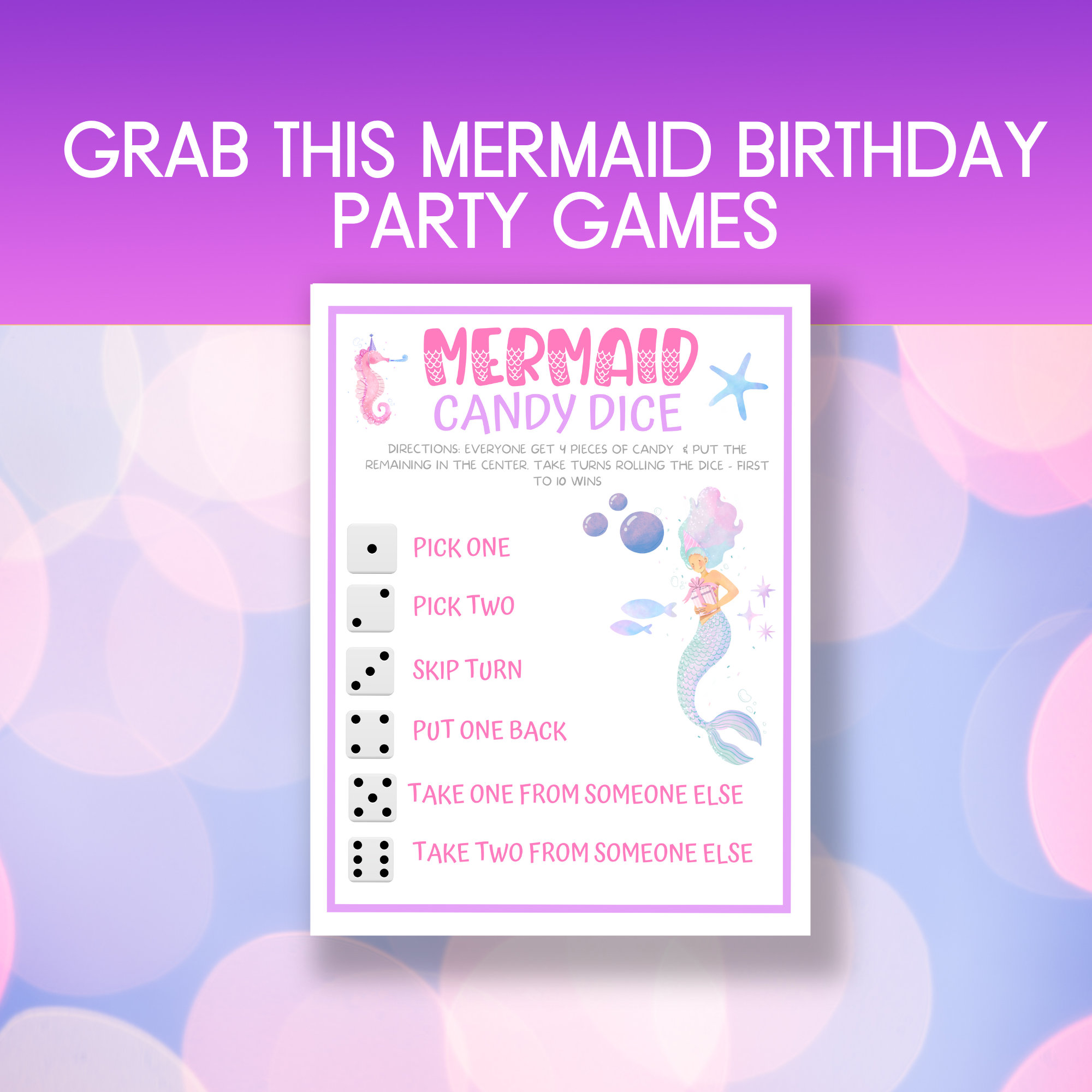 Mermaid Games Bundle Mermaid Birthday Games Mermaid Party Games Mermaid