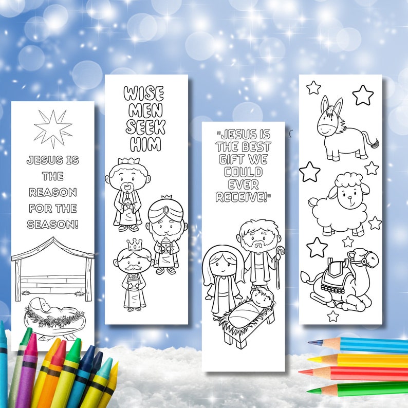 Christmas Nativity Coloring Bookmarks for Kids Coloring Pages Classroom ...
