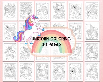 Unicorn Coloring Pages Kids 30 Printable Unicorn Activities Birthday Rainbow Coloring Unicorn Easy Class Aftercare Teacher Fantasy Activity