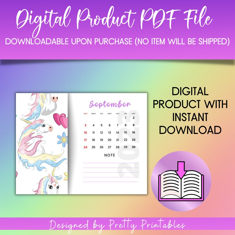 2023-calendar-printable-unicorn-calendar-2023-unicorn-etsy