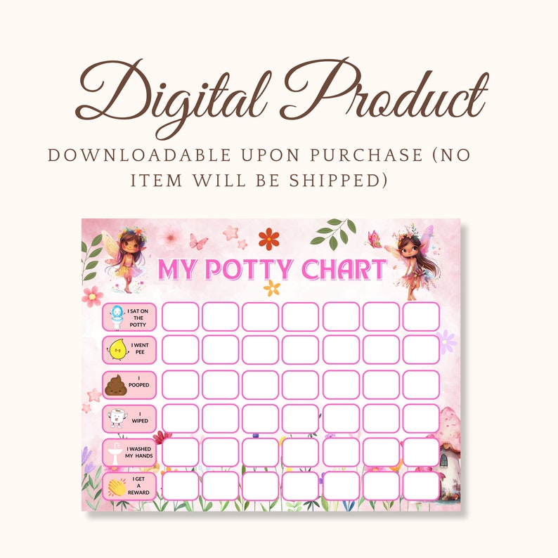Fairy Potty Chart for Girl Toilet Training Chart Kids Potty Chart ...