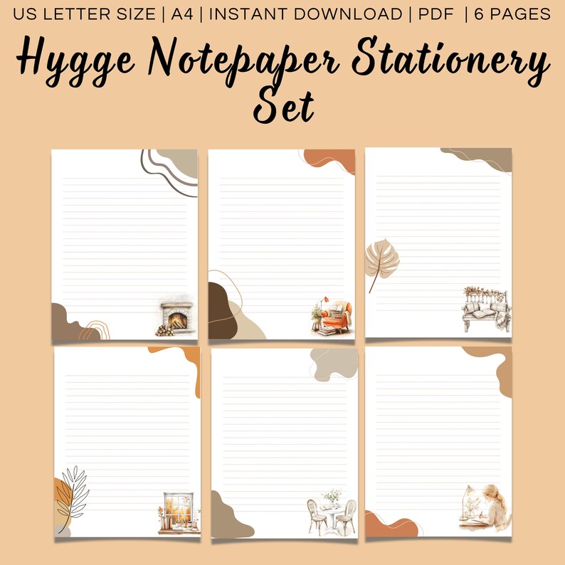 Hygge Notepaper Stationery Set Cozy Fall Letter Writing Paper Pen Pal ...