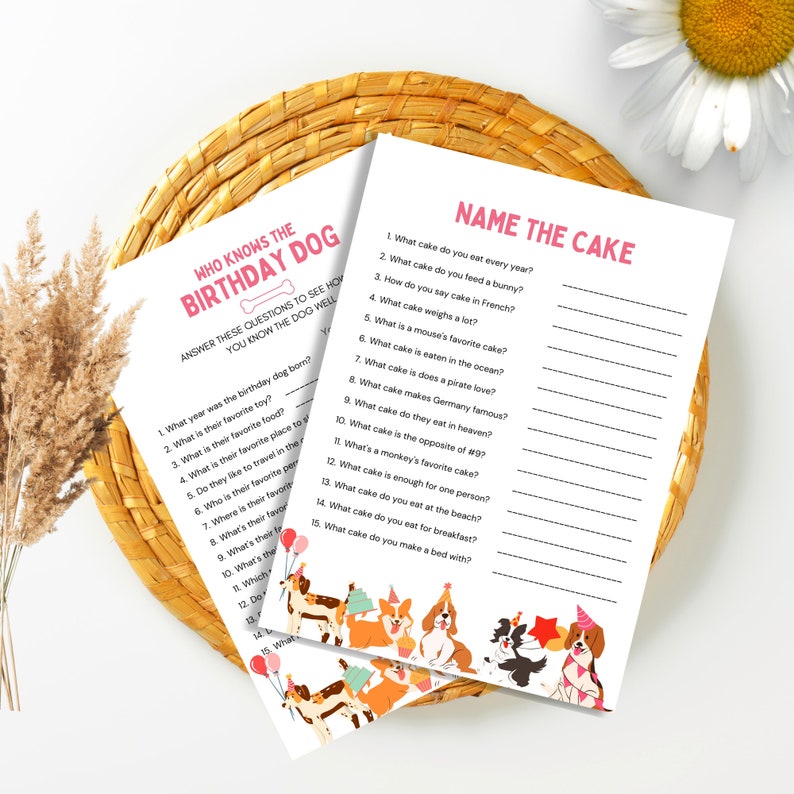 Dog Party Game Bundle Dog Theme Birthday Game Puppy Birthday Games