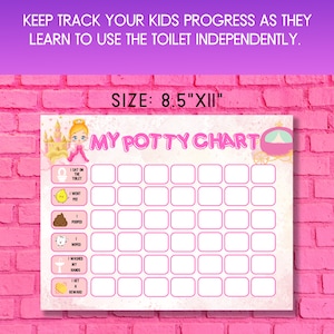 Printable Kids Potty Chart for Girls Potty Chart Princess Toddler Potty ...